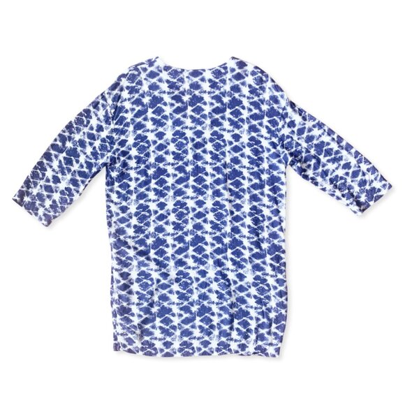 & Other Stories Short Blue Dress Coastal Grandma Beach Resort Ikat Boho Vacation - Picture 7 of 16